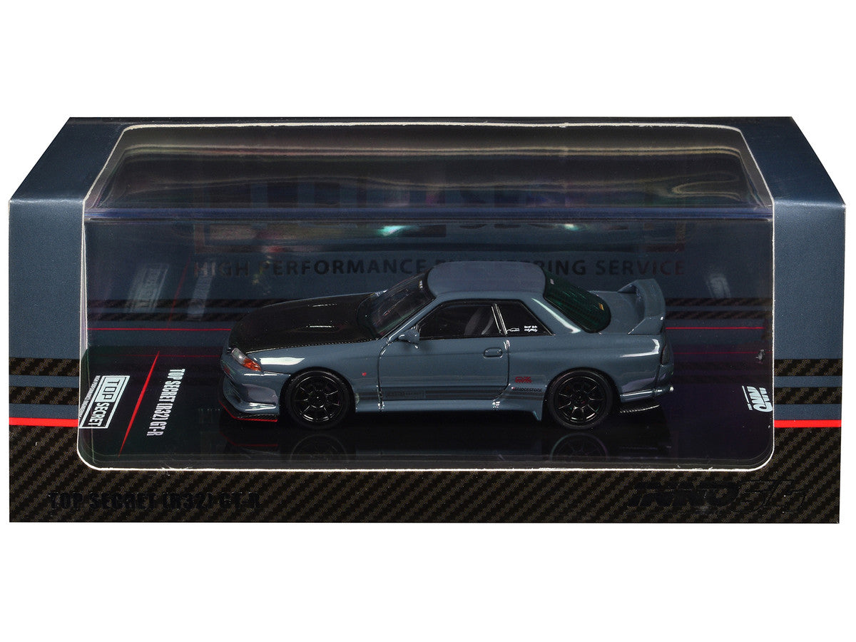 Nissan Skyline "Top Secret" GT-R (R32) RHD (Right Hand Drive) Stealth Gray with Carbon Hood 1/64 Diecast Model Car by Inno Models LuxuryLifeWay Online Store