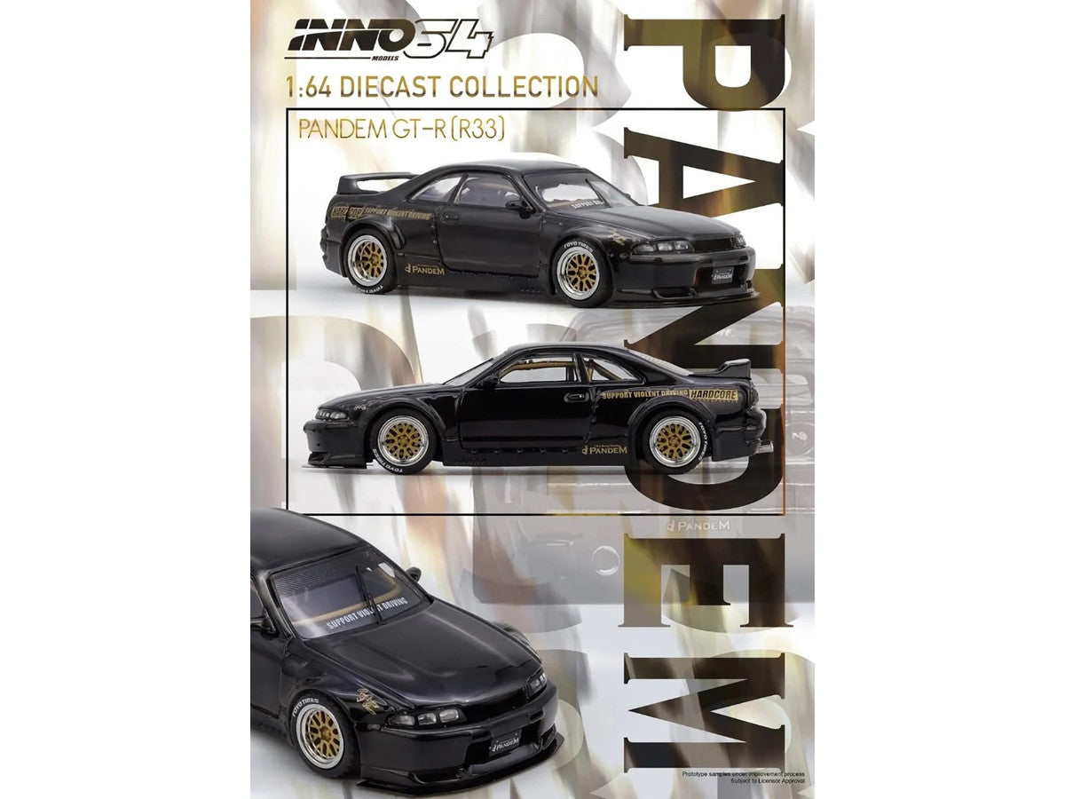 Nissan Skyline GT-R (BCNR33) RHD (Right Hand Drive) "Pandem - Rocket Bunny" Black 1/64 Diecast Model Car by Inno Models LuxuryLifeWay Online Store
