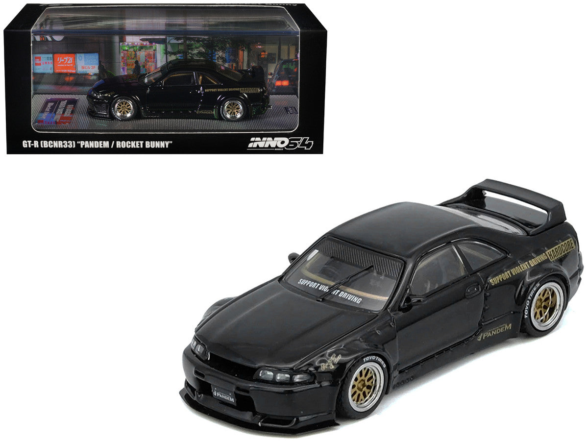 Nissan Skyline GT-R (BCNR33) RHD (Right Hand Drive) "Pandem - Rocket Bunny" Black 1/64 Diecast Model Car by Inno Models LuxuryLifeWay Online Store