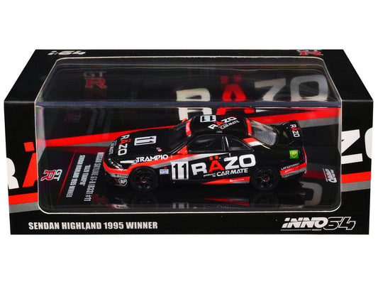 Nissan Skyline GT-R (R33) RHD (Right Hand Drive) #11 "Razo Trampio" N1 Super Endurance Series "Sedan Highland" (1995) 1/64 Diecast Model Car by Inno Models LuxuryLifeWay Online Store