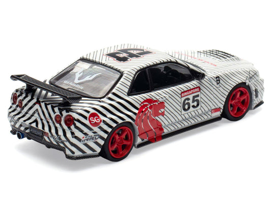Nissan Skyline GT-R (R34) RHD (Right Hand Drive) #65 "Black Crow" White with Black Pinstripes "Singapore Diecast Expo 2025 Event Edition" 1/64 Diecast Model Car by Inno Models LuxuryLifeWay Online Store