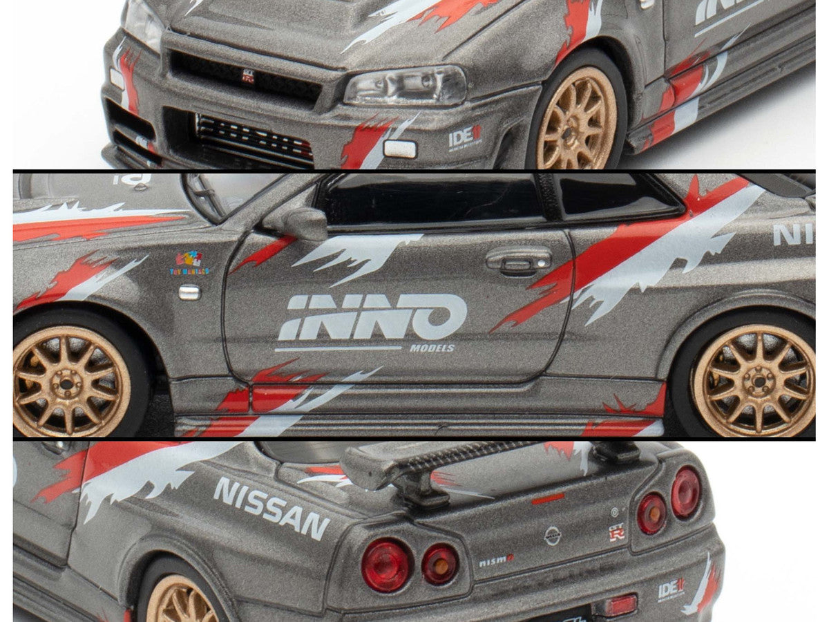 Nissan Skyline GT-R (R34) Z-Tune RHD (Right Hand Drive) Gray Metallic with Graphics "Indonesia Diecast Expo 2024 Exclusive Edition" 1/64 Diecast Model Car by Inno Models LuxuryLifeWay Online Store