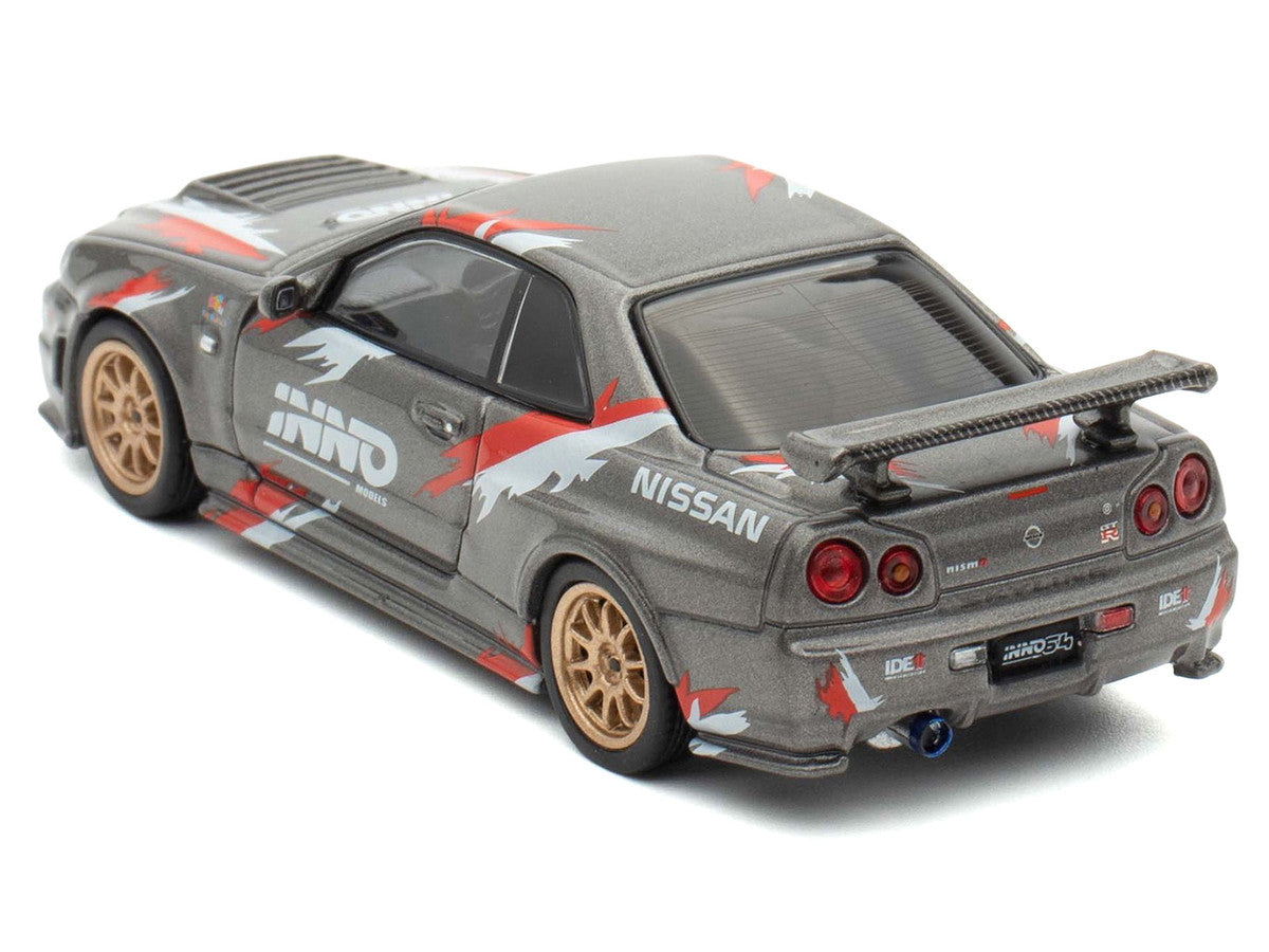 Nissan Skyline GT-R (R34) Z-Tune RHD (Right Hand Drive) Gray Metallic with Graphics "Indonesia Diecast Expo 2024 Exclusive Edition" 1/64 Diecast Model Car by Inno Models LuxuryLifeWay Online Store