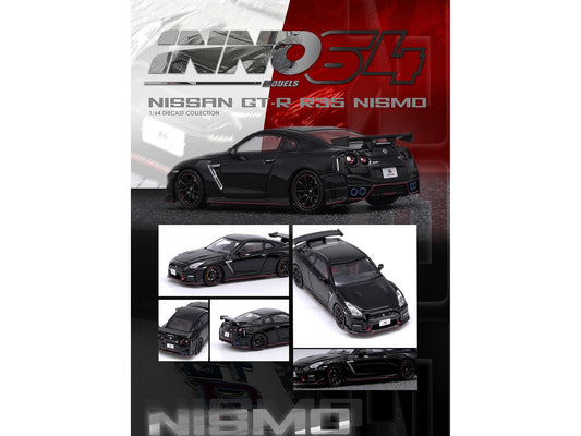 Nissan GT-R (R35) Nismo RHD (Right Hand Drive) Nismo Black with Carbon Hood and Top 1/64 Diecast Model Car by Inno Models LuxuryLifeWay Online Store