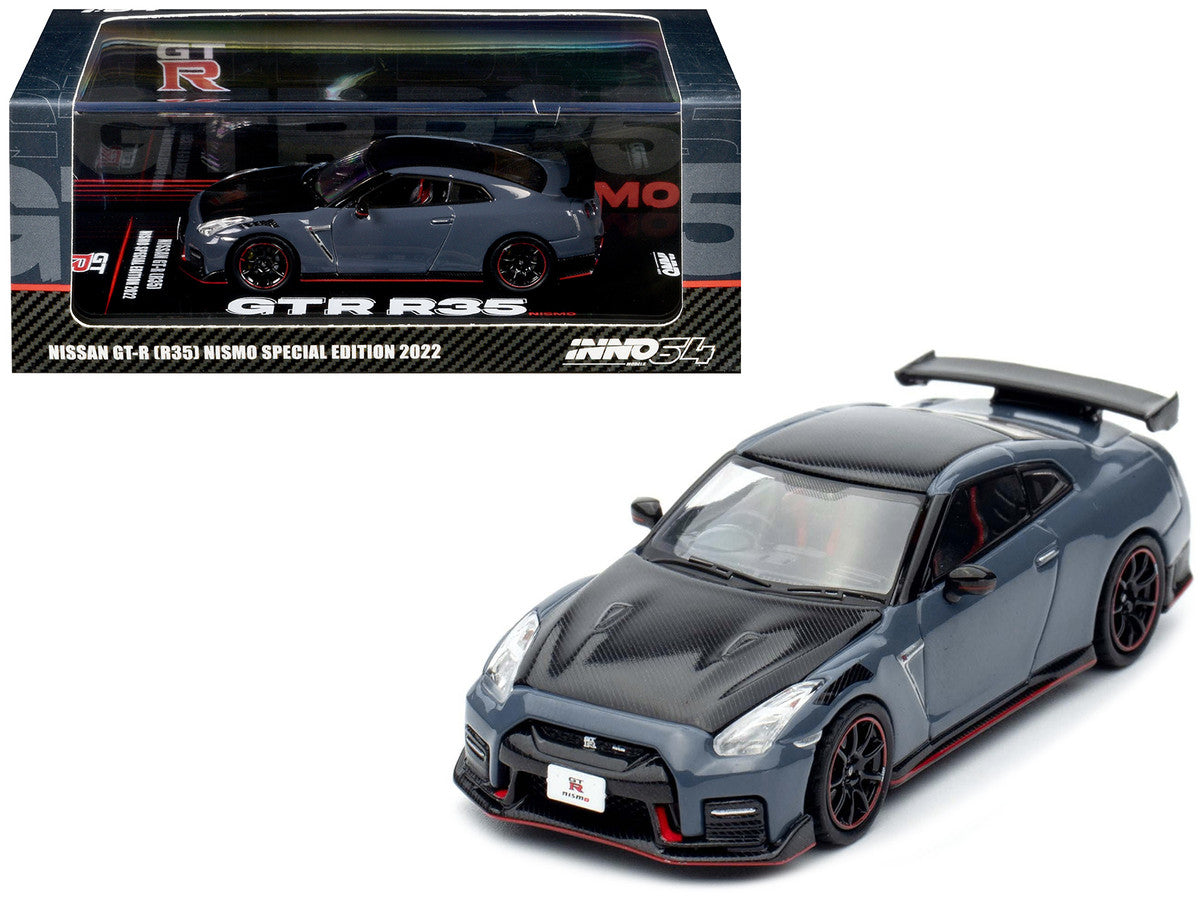 2022 Nissan GT-R (R35) Nismo Special Edition RHD (Right Hand Drive) Stealth Gray with Carbon Top and Hood 1/64 Diecast Model Car by Inno Models LuxuryLifeWay Online Store