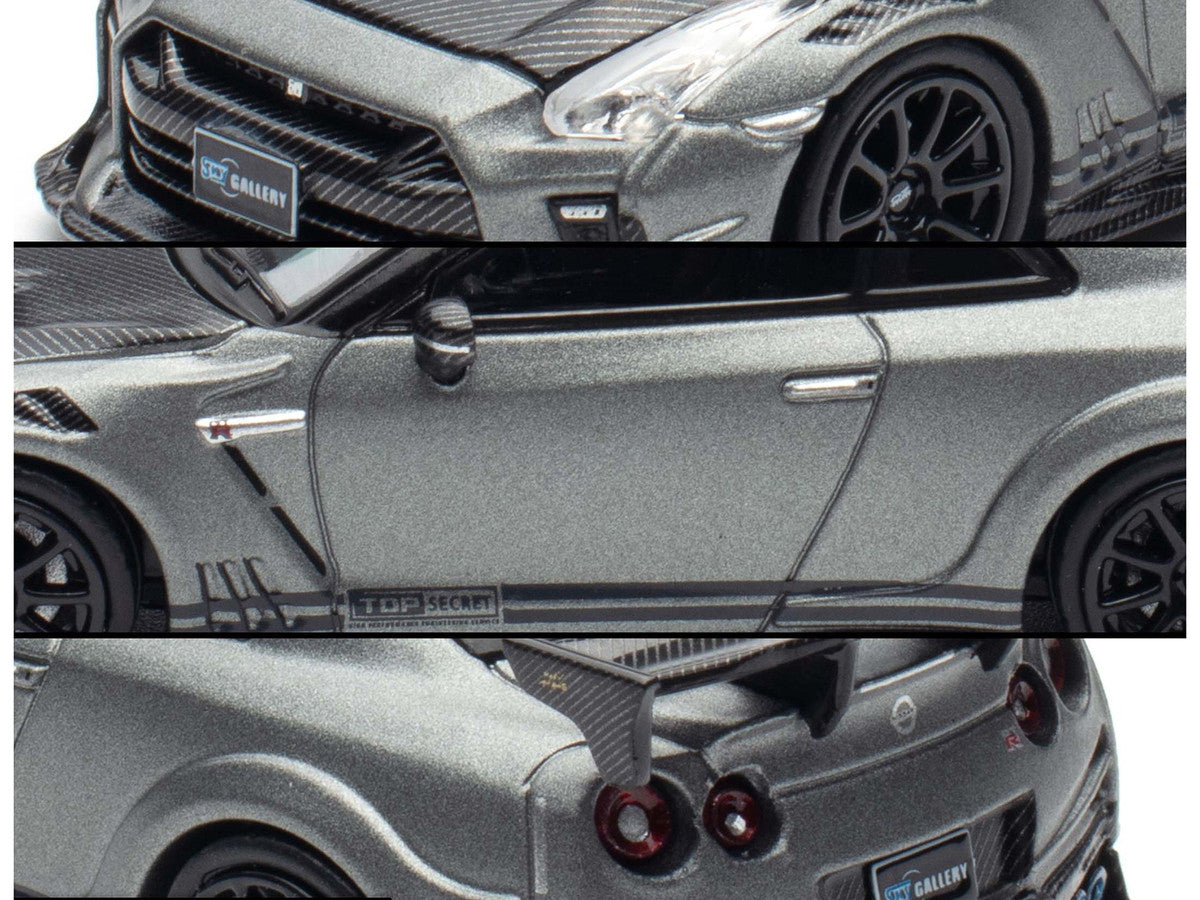 Nissan GT-R (R35) "Top Secret" RHD (Right Hand Drive) Gray Metallic with Carbon Hood "IAM Bangkok 2025 Event Edition" 1/64 Diecast Model Car by Inno Models LuxuryLifeWay Online Store