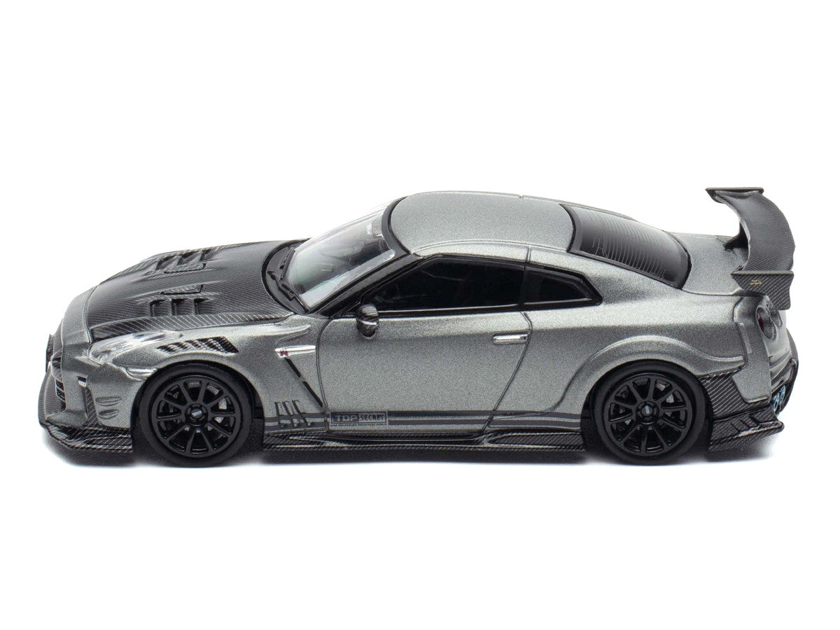 Nissan GT-R (R35) "Top Secret" RHD (Right Hand Drive) Gray Metallic with Carbon Hood "IAM Bangkok 2025 Event Edition" 1/64 Diecast Model Car by Inno Models LuxuryLifeWay Online Store