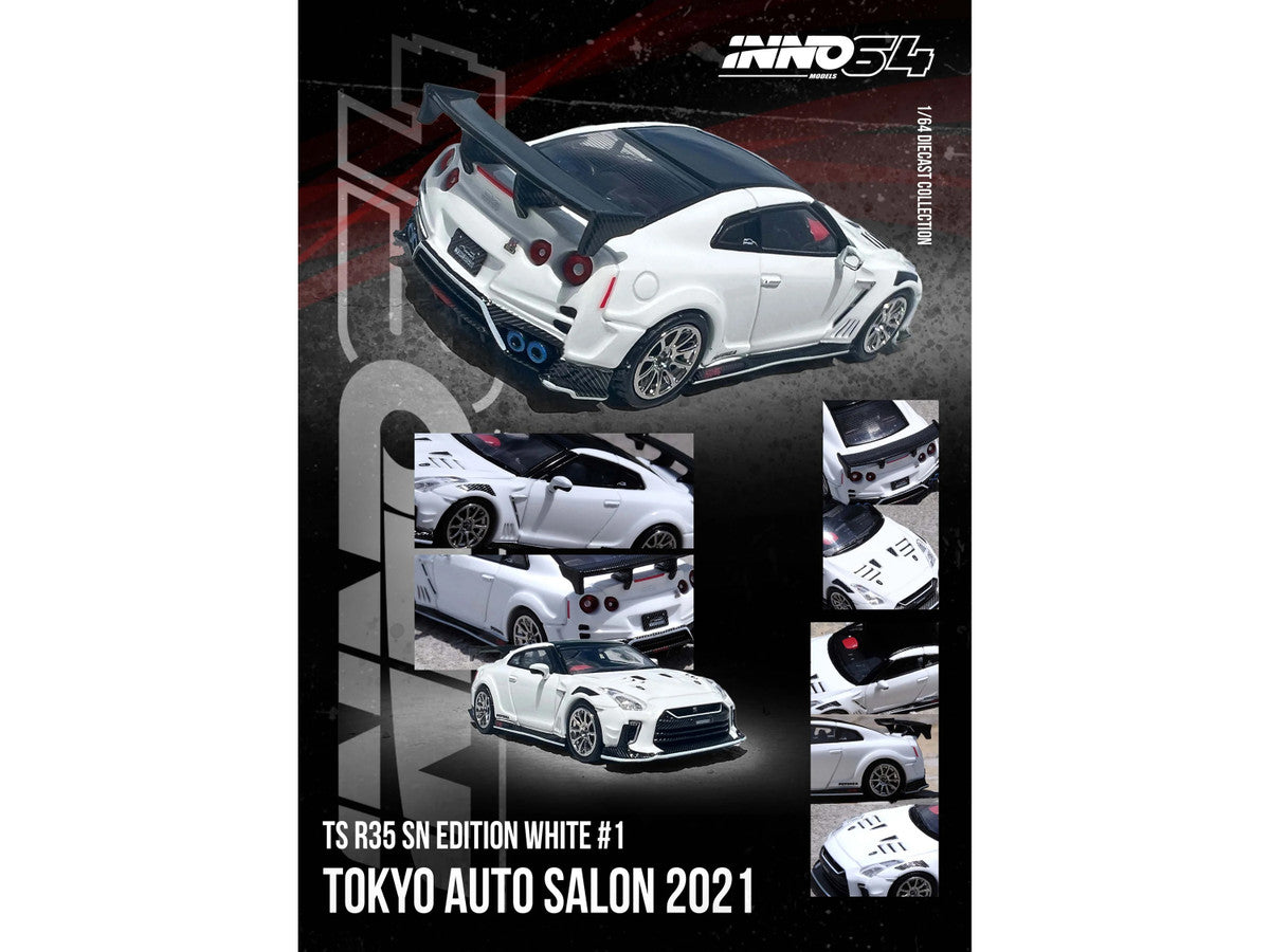 Nissan GT-R (R35) "Top Secret" RHD (Right Hand Drive) White with Black Top "Tokyo Auto Salon 2021" 1/64 Diecast Model Car by Inno Models LuxuryLifeWay Online Store