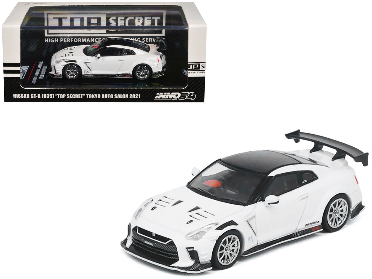 Nissan GT-R (R35) "Top Secret" RHD (Right Hand Drive) White with Black Top "Tokyo Auto Salon 2021" 1/64 Diecast Model Car by Inno Models LuxuryLifeWay Online Store