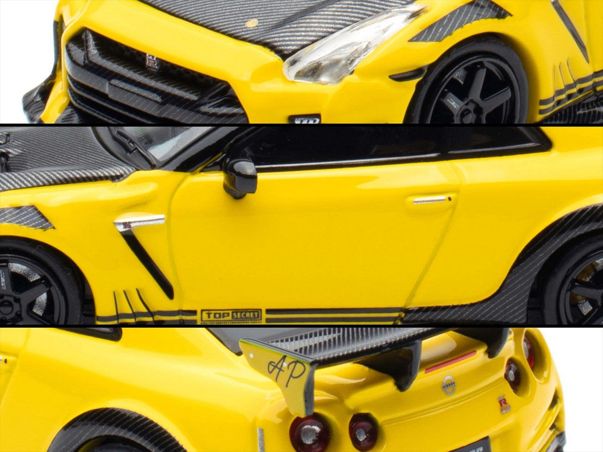Nissan GT-R (R35) RHD (Right Hand Drive) Yellow with Carbon Hood and Black Top "The Model Car Show Singapore 2025 Event Edition" 1/64 Diecast Model Car by Inno Models LuxuryLifeWay Online Store