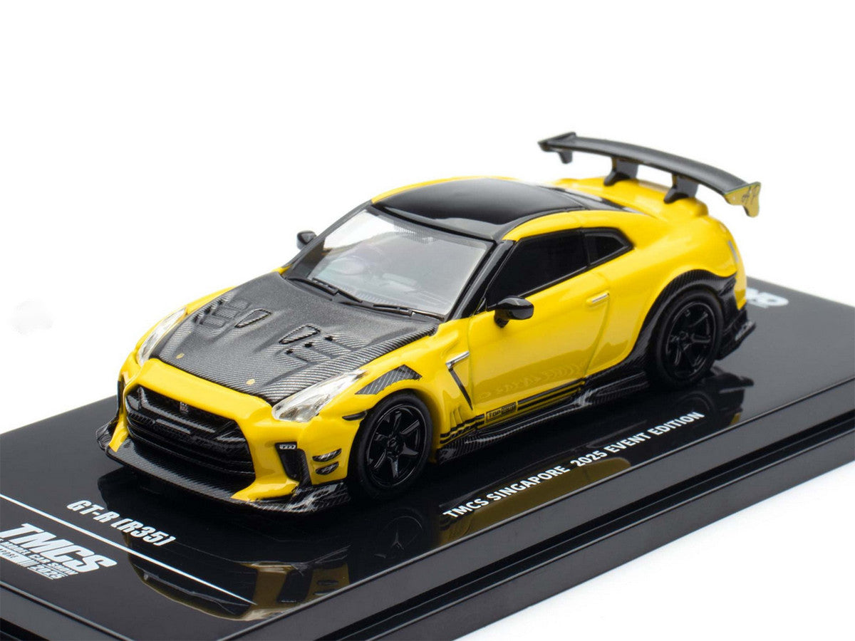 Nissan GT-R (R35) RHD (Right Hand Drive) Yellow with Carbon Hood and Black Top "The Model Car Show Singapore 2025 Event Edition" 1/64 Diecast Model Car by Inno Models LuxuryLifeWay Online Store