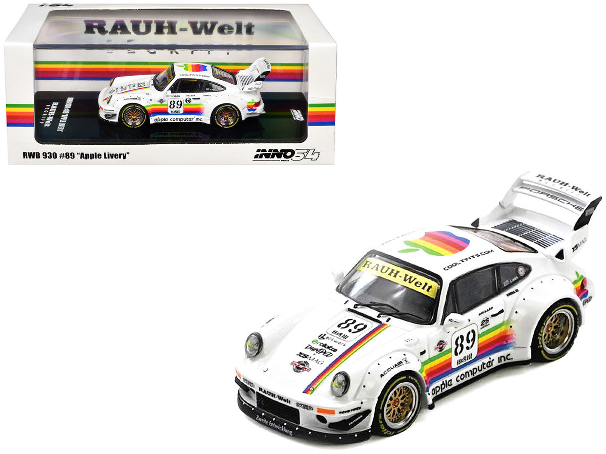 RWB 930 #89 "Apple Livery" White with Stripes 1/64 Diecast Model Car by Inno Models LuxuryLifeWay Online Store