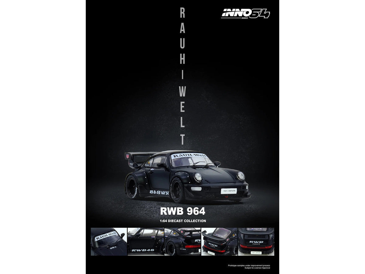RWB 964 Matt Black 1/64 Diecast Model Car by Inno Models LuxuryLifeWay Online Store