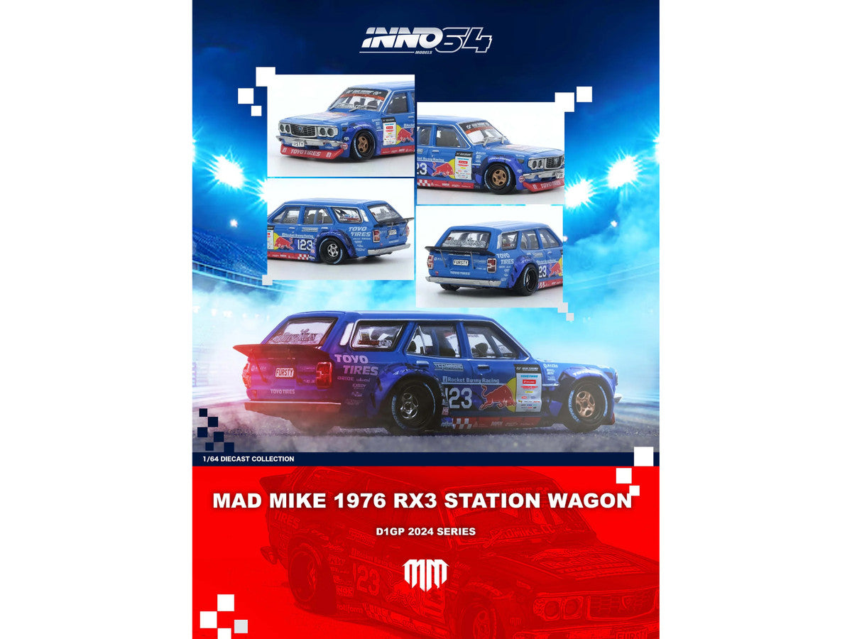 1976 Mazda RX3 Station Wagon RHD (Right Hand Drive) #12 "Mad" Mike Whiddett "D1 Grand Prix" (2024) 1/64 Diecast Model Car by Inno Models LuxuryLifeWay Online Store