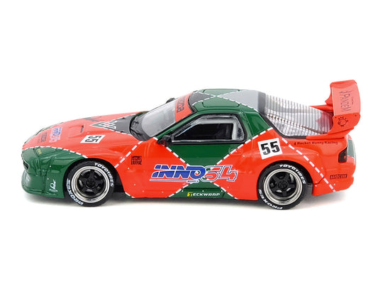Mazda RX7 (FC3S) "Pandem Aero" RHD (Right Hand Drive) #55 Red and Green "Hong Kong Toycar Salon 2025 Event Edition" 1/64 Diecast Model Car by Inno Models LuxuryLifeWay Online Store