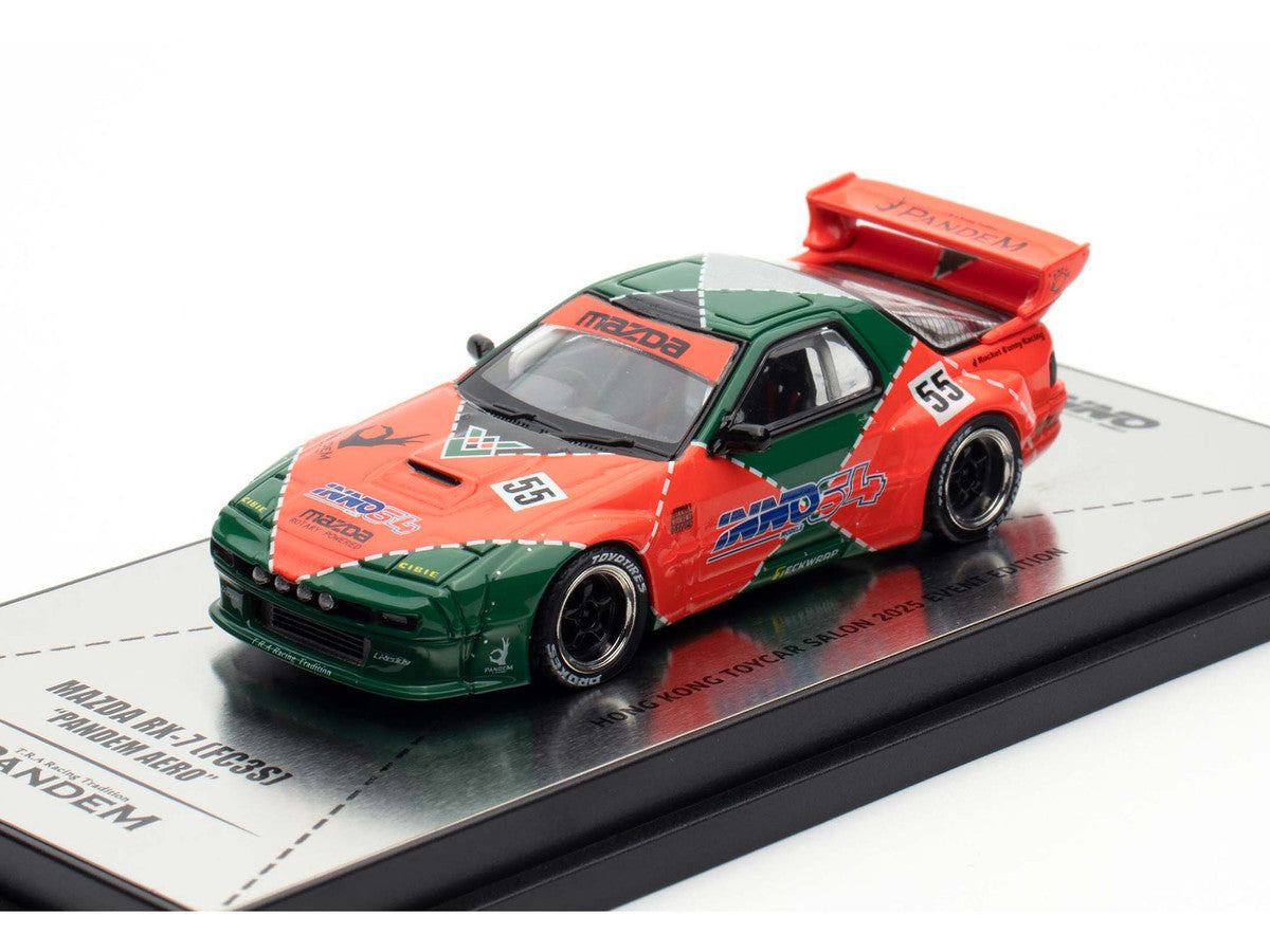 Mazda RX7 (FC3S) "Pandem Aero" RHD (Right Hand Drive) #55 Red and Green "Hong Kong Toycar Salon 2025 Event Edition" 1/64 Diecast Model Car by Inno Models LuxuryLifeWay Online Store