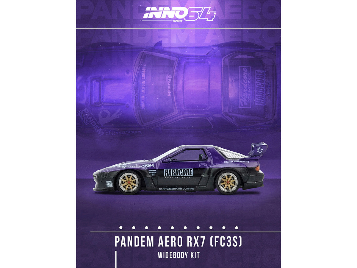 Mazda RX7 (FC3S) "Pandem Rocket Bunny" Kit Purple Metallic and Black 1/64 Diecast Model Car by Inno Models LuxuryLifeWay Online Store