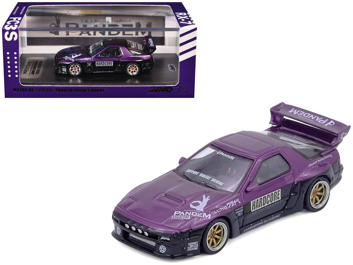 Mazda RX7 (FC3S) "Pandem Rocket Bunny" Kit Purple Metallic and Black 1/64 Diecast Model Car by Inno Models LuxuryLifeWay Online Store