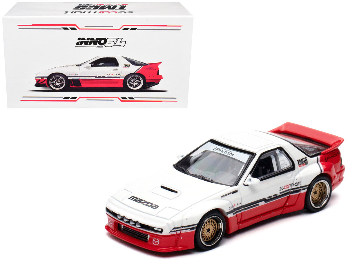 Mazda RX-7 (FC3S) "Pandem Rocket Bunny" White and Red with Black Stripes "The Model Car Show Singapore 2025 Event Edition" 1/64 Diecast Model Car by Inno Models LuxuryLifeWay Online Store