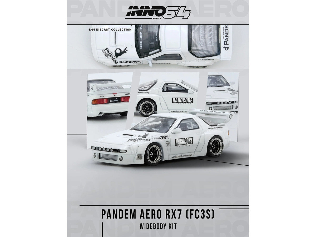 Mazda RX7 (FC3S) "Pandem Aero" Widebody Kit White with Graphics 1/64 Diecast Model Car by Inno Models LuxuryLifeWay Online Store