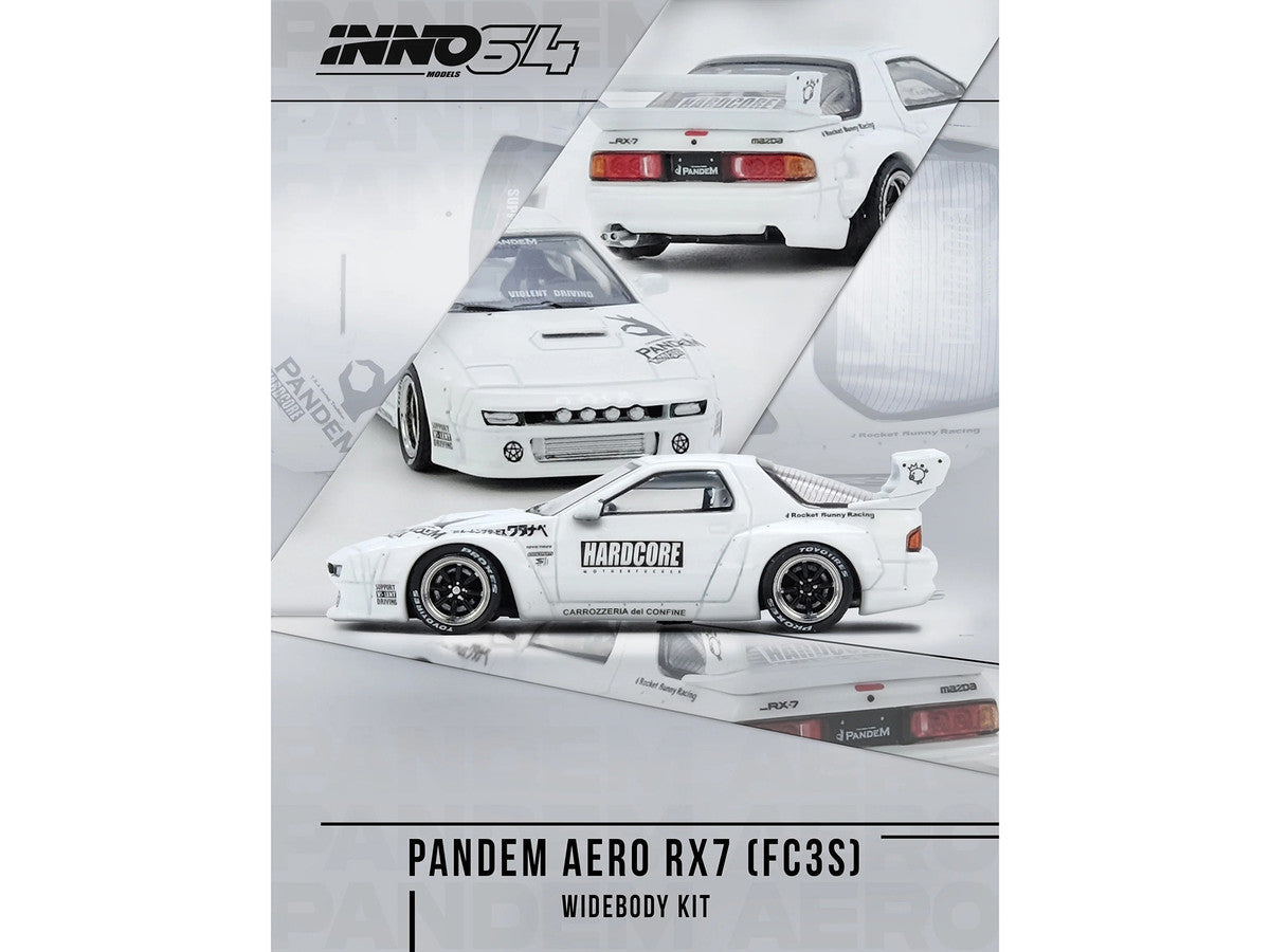Mazda RX7 (FC3S) "Pandem Aero" Widebody Kit White with Graphics 1/64 Diecast Model Car by Inno Models LuxuryLifeWay Online Store