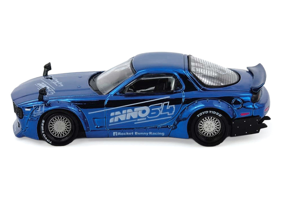Mazda RX-7 (FD3S) RHD (Right Hand Drive) "Pandem Rocket Bunny" Blue Chrome "Tokyo Auto Salon 2026 Event Edition" 1/64 Diecast Model Car by Inno Models LuxuryLifeWay Online Store