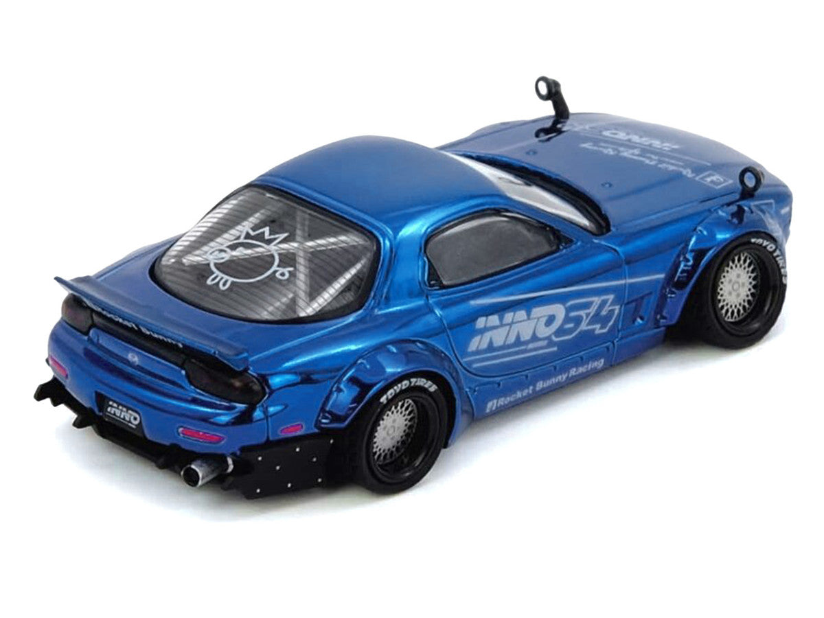 Mazda RX-7 (FD3S) RHD (Right Hand Drive) "Pandem Rocket Bunny" Blue Chrome "Tokyo Auto Salon 2026 Event Edition" 1/64 Diecast Model Car by Inno Models LuxuryLifeWay Online Store