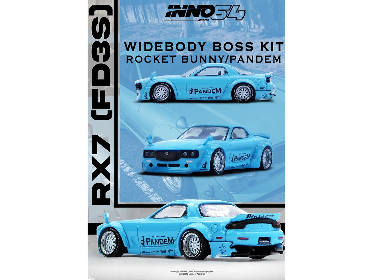 Mazda RX-7 (FD3S) RHD (Right Hand Drive) "Pandem Rocket Bunny" Light Blue 1/64 Diecast Model Car by Inno Models LuxuryLifeWay Online Store