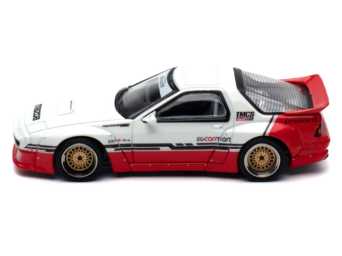 Mazda RX-7 (FC3S) "Pandem Rocket Bunny" White and Red with Black Stripes "The Model Car Show Singapore 2025 Event Edition" 1/64 Diecast Model Car by Inno Models LuxuryLifeWay Online Store