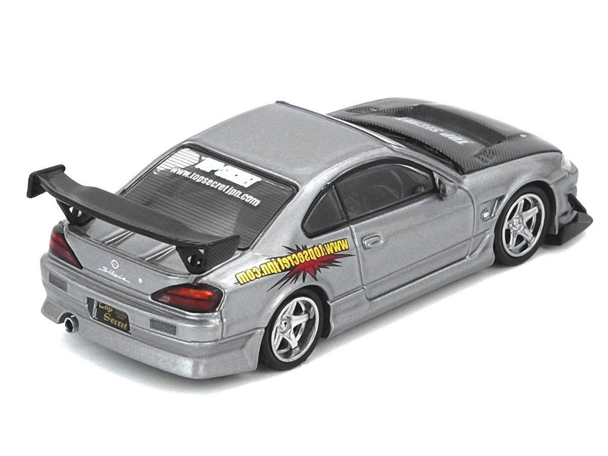 Nissan "Top Secret" Silvia (S15) RHD (Right Hand Drive) Silver Metallic with Carbon Hood 1/64 Diecast Model Car by Inno Models LuxuryLifeWay Online Store