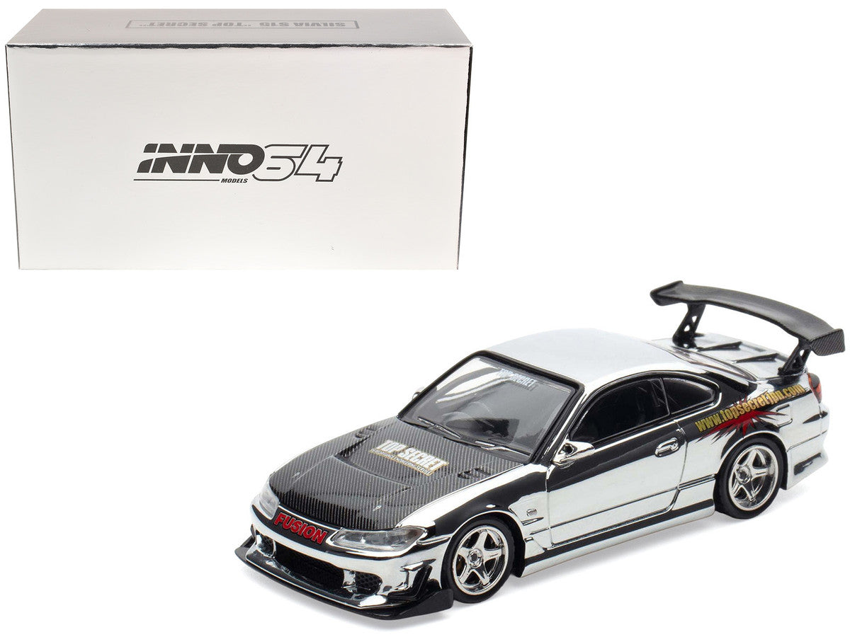 Nissan "Top Secret" Silvia (S15) RHD (Right Hand Drive) Chrome with Carbon Hood "Tokyo Auto Salon Kuala Lumpur 2025 Event Edition" 1/64 Diecast Model Car by Inno Models LuxuryLifeWay Online Store