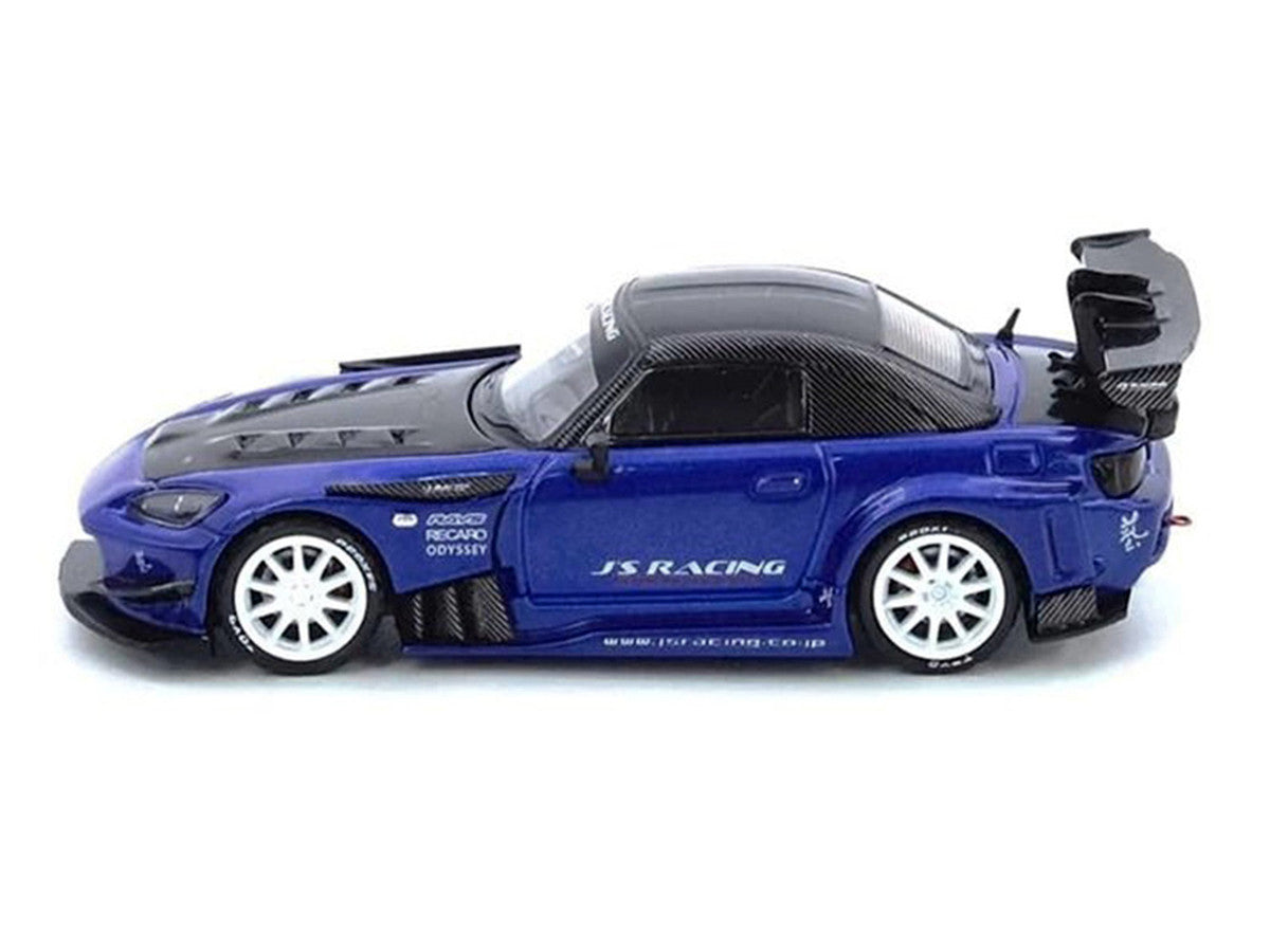 Honda S2000 RHD (Right Hand Drive) "J's Racing" Blue Metallic with Carbon Hood and Top 1/64 Diecast Model Car by Inno Models LuxuryLifeWay Online Store