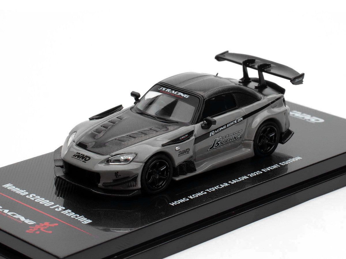 Honda S2000 RHD (Right Hand Drive) "J's Racing" Gray with Carbon Hood and Top "Hong Kong Toycar Salon 2025 Event Edition" 1/64 Diecast Model Car by Inno Models LuxuryLifeWay Online Store