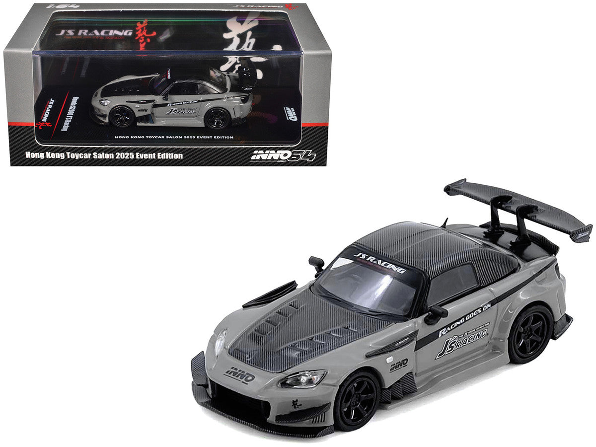 Honda S2000 RHD (Right Hand Drive) "J's Racing" Gray with Carbon Hood and Top "Hong Kong Toycar Salon 2025 Event Edition" 1/64 Diecast Model Car by Inno Models LuxuryLifeWay Online Store