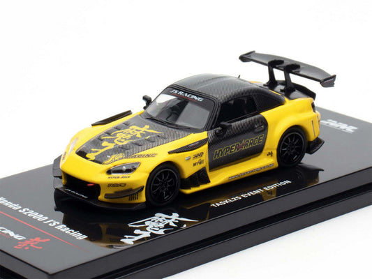 Honda S2000 RHD (Right Hand Drive) "J's Racing" Yellow with Carbon Hood and Top with Graphics "Tokyo Auto Salon Kuala Lumpur 2025 Event Edition" 1/64 Diecast Model Car by Inno Models LuxuryLifeWay Online Store