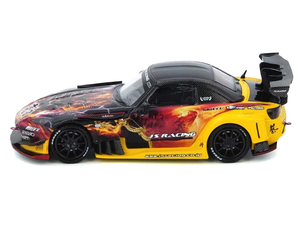 Honda S2000 (AP1) RHD (Right Hand Drive) "J's Racing - Maou" Yellow with Carbon Top with Graphics 1/64 Diecast Model Car by Inno Models LuxuryLifeWay Online Store