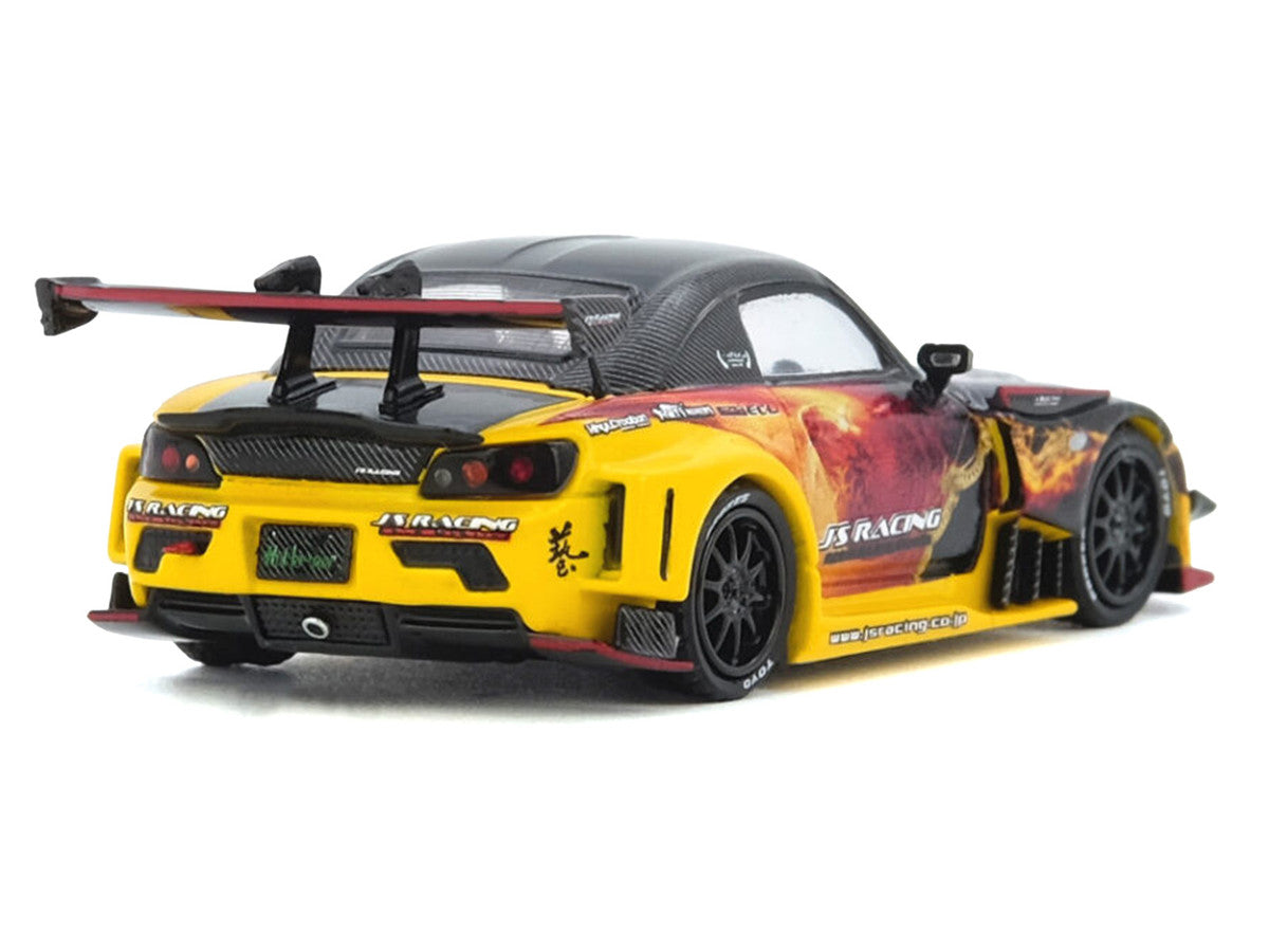 Honda S2000 (AP1) RHD (Right Hand Drive) "J's Racing - Maou" Yellow with Carbon Top with Graphics 1/64 Diecast Model Car by Inno Models LuxuryLifeWay Online Store