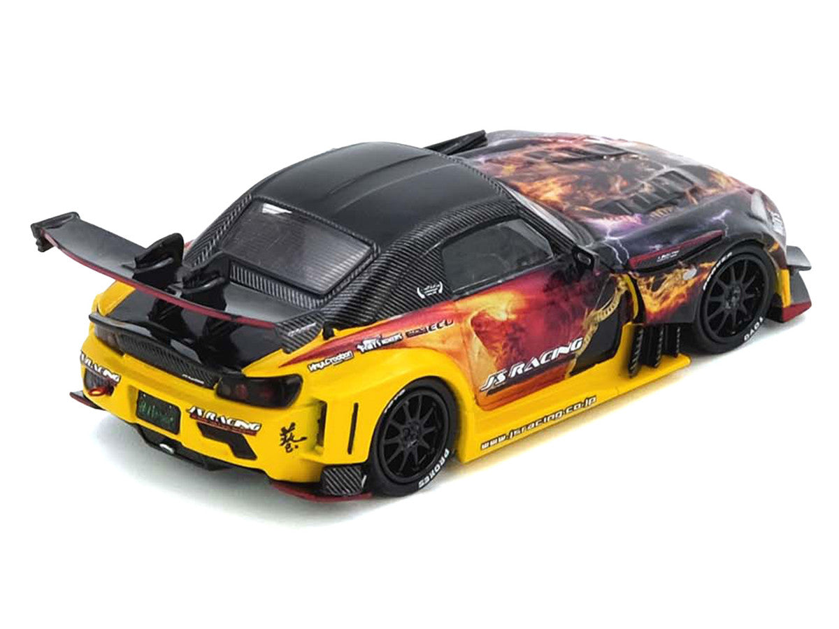 Honda S2000 (AP1) RHD (Right Hand Drive) "J's Racing - Maou" Yellow with Carbon Top with Graphics 1/64 Diecast Model Car by Inno Models LuxuryLifeWay Online Store