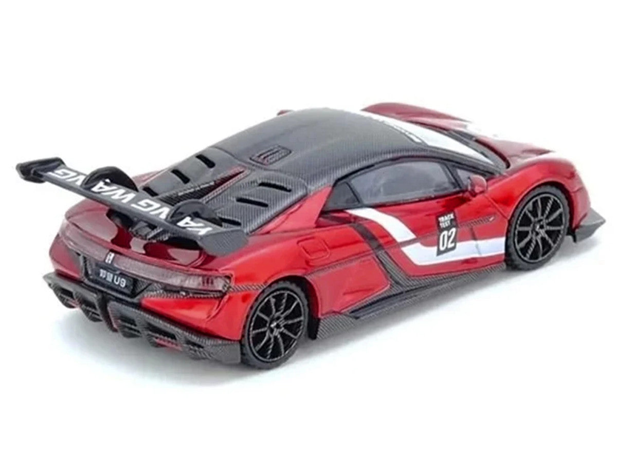 2025 Yangwang U9 Xtreme Test Car #02 Red Metallic with White Stripes and Carbon Top "World Fastest EV Supercar" 1/64 Diecast Model Car by Inno Models LuxuryLifeWay Online Store