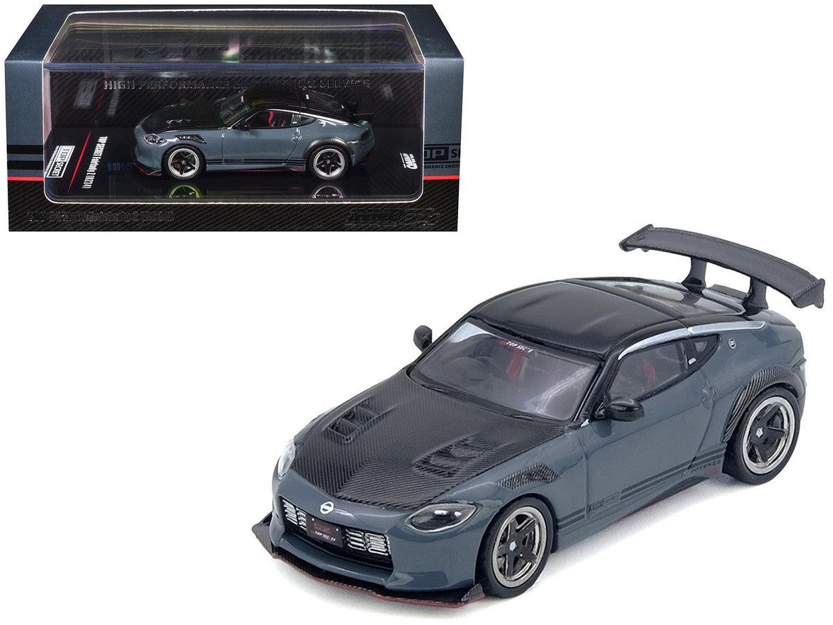 Nissan Fairlady Z "Top Secret" (RZ34) RHD (Right Hand Drive) Stealth Gray with Carbon Hood and Black Top 1/64 Diecast Model Car by Inno Models LuxuryLifeWay Online Store