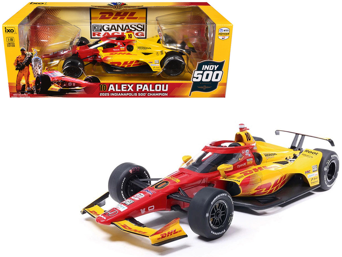 Dallara IndyCar #10 Alex Palou "DHL - Chip Ganassi Racing" Winner "Indianapolis 500" (2025) 1/18 Diecast Model Car by IXO Models LuxuryLifeWay Online Store