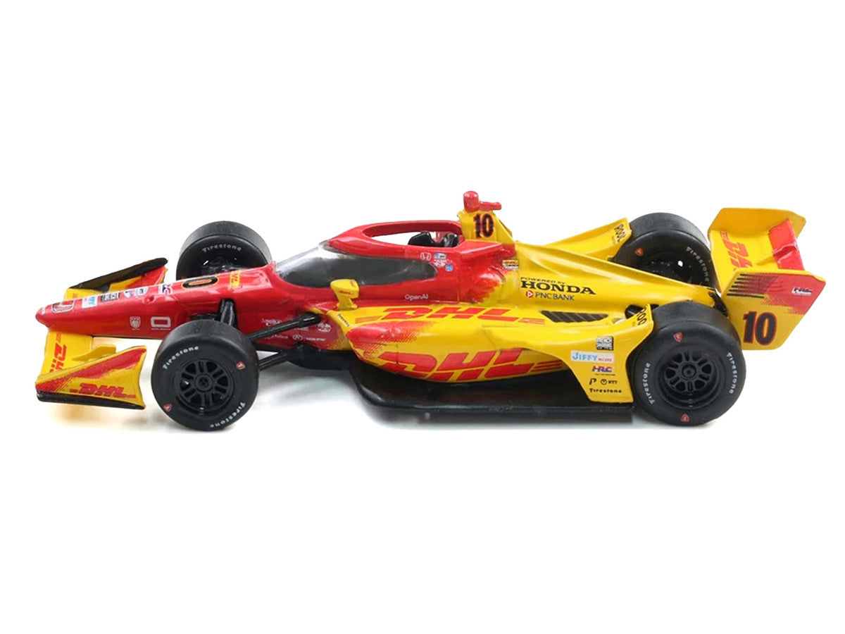 Dallara IndyCar #10 Alex Palou "DHL" Chip Ganassi Racing (Road Course Configuration) Champion "NTT IndyCar Series" (2025) with Trading Card 1/64 Diecast Model Car by IXO Models LuxuryLifeWay Online Store