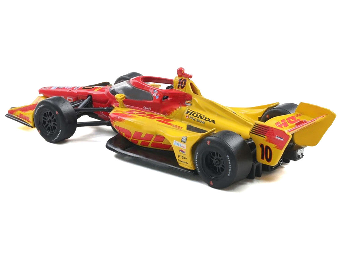 Dallara IndyCar #10 Alex Palou "DHL" Chip Ganassi Racing (Road Course Configuration) Champion "NTT IndyCar Series" (2025) with Trading Card 1/64 Diecast Model Car by IXO Models LuxuryLifeWay Online Store