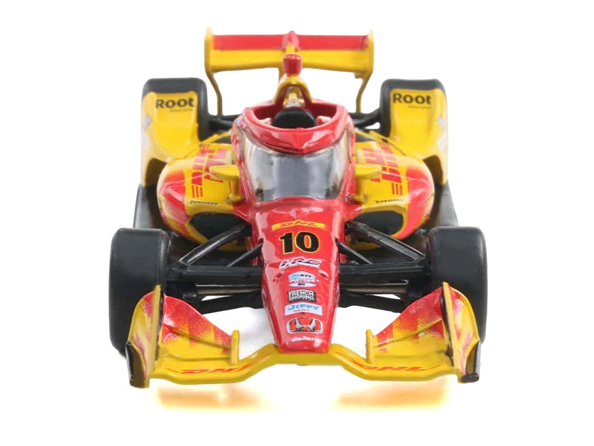 Dallara IndyCar #10 Alex Palou "DHL" Chip Ganassi Racing (Road Course Configuration) Champion "NTT IndyCar Series" (2025) with Trading Card 1/64 Diecast Model Car by IXO Models LuxuryLifeWay Online Store
