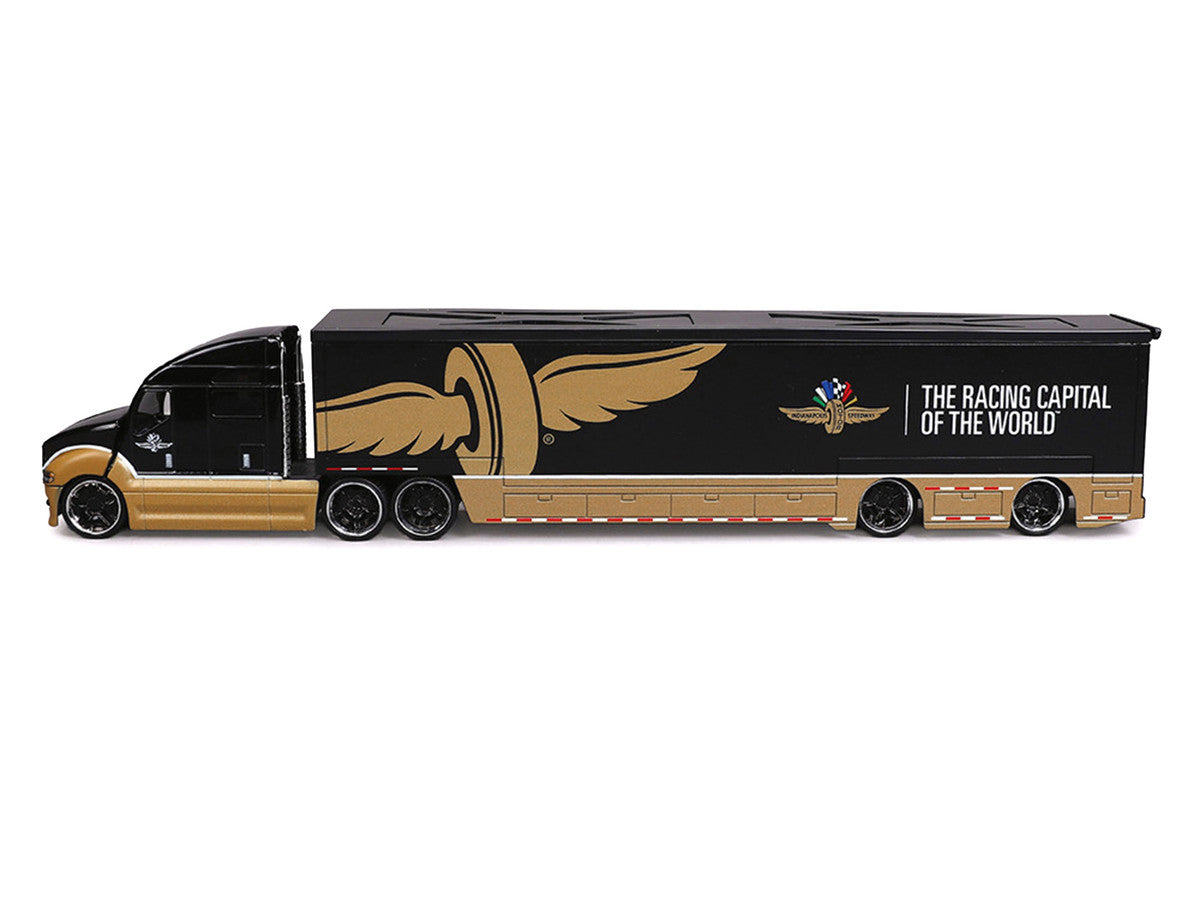 Indianapolis Motor Speedway Hauler Black and Gold 1/64 Diecast Model Car by IXO Models LuxuryLifeWay Online Store