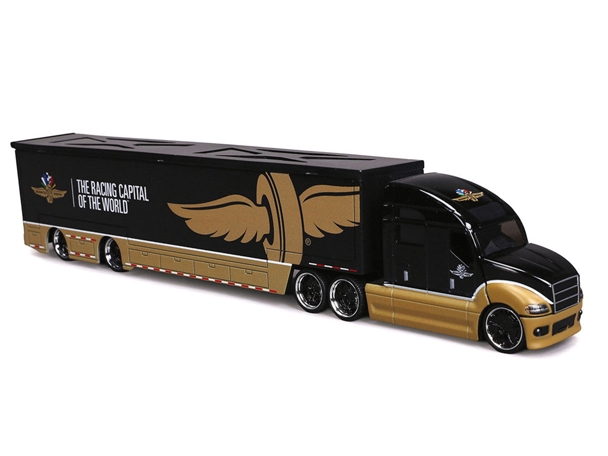 Indianapolis Motor Speedway Hauler Black and Gold 1/64 Diecast Model Car by IXO Models LuxuryLifeWay Online Store