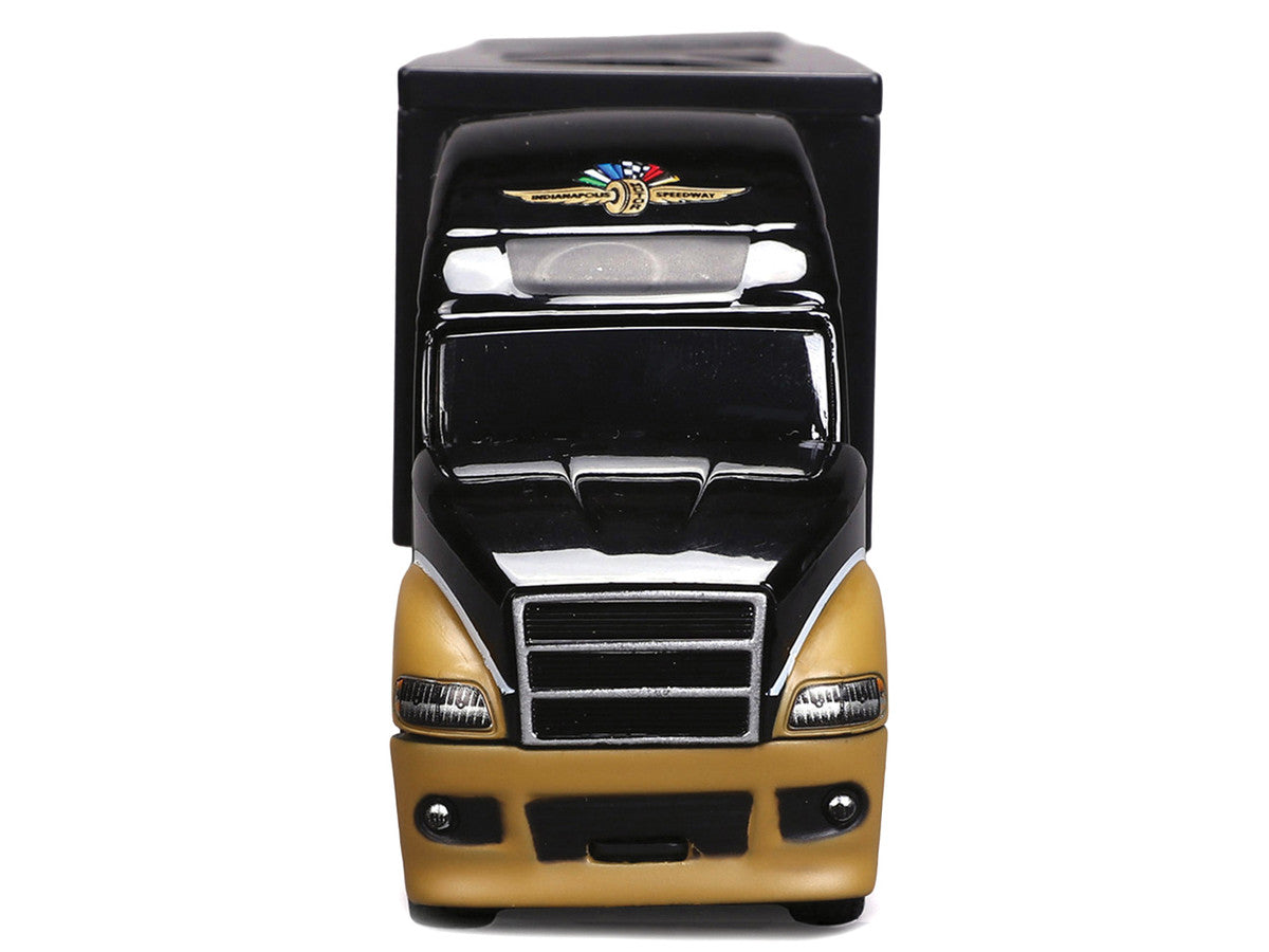 Indianapolis Motor Speedway Hauler Black and Gold 1/64 Diecast Model Car by IXO Models LuxuryLifeWay Online Store