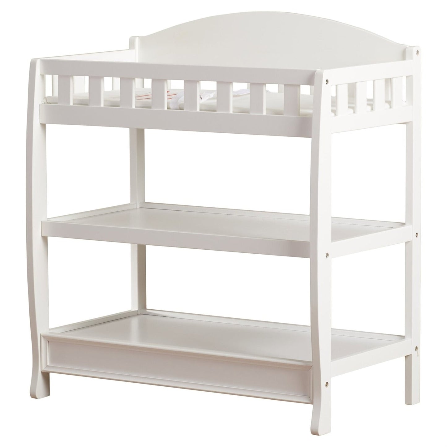 Modern White Wooden Baby Changing Table with Safety Rail Pad and Strap LuxuryLifeWay Online Store