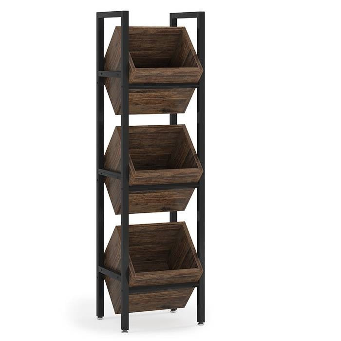 Rustic Farmhouse Industrial 3 Bin 36 Bottle Wine Rack Storage Display Shelf LuxuryLifeWay Online Store