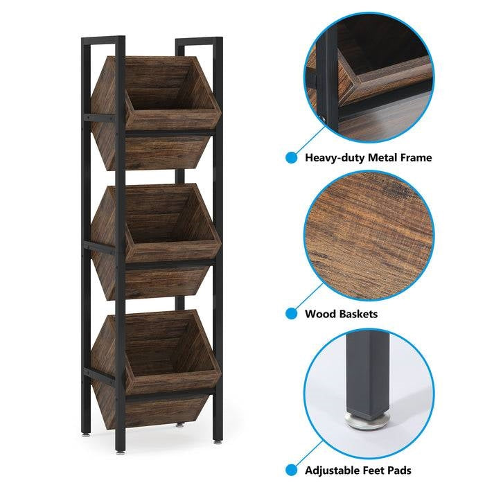 Rustic Farmhouse Industrial 3 Bin 36 Bottle Wine Rack Storage Display Shelf LuxuryLifeWay Online Store